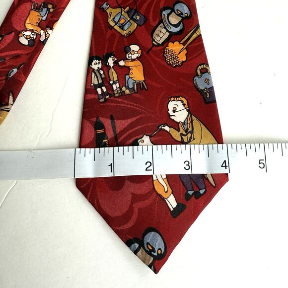 Dimoda DOCTOR PEDIATRICIAN Neck Tie RED Stethoscopes Needles Vintage Necktie - Picture 2 of 5